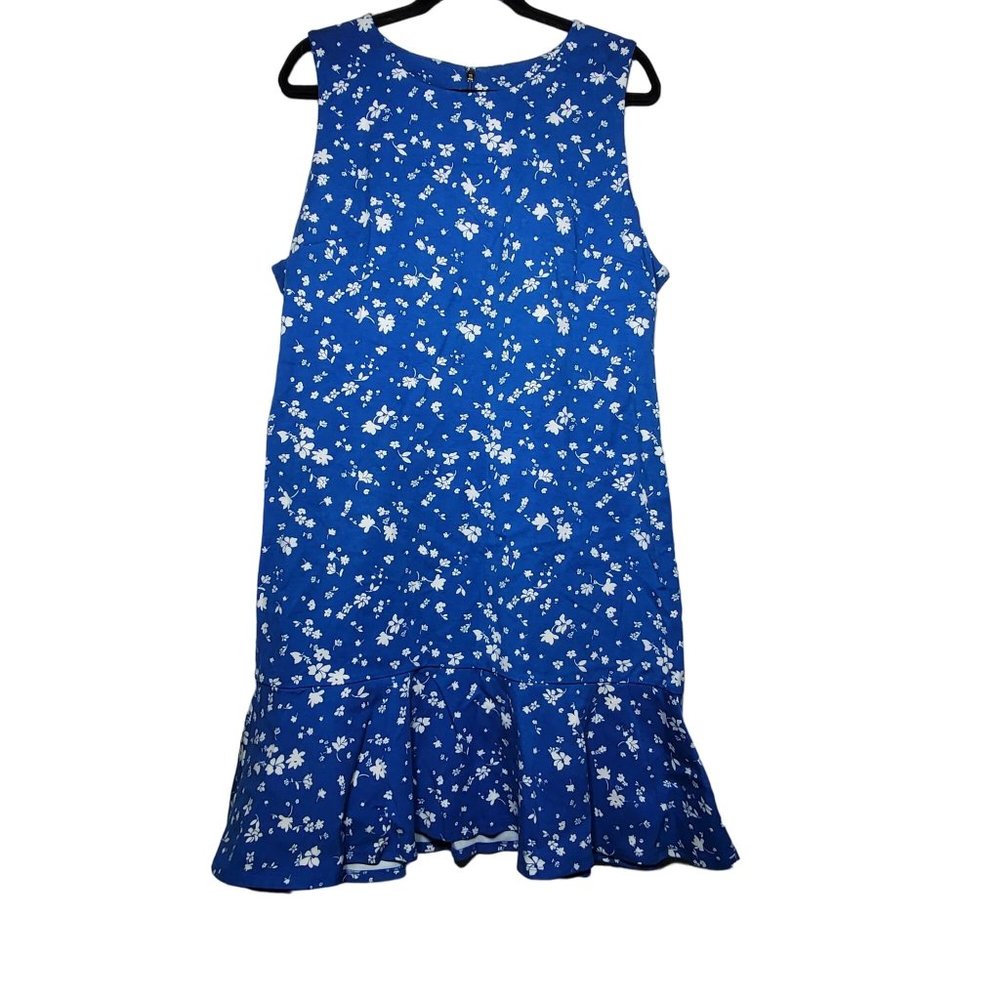 Draper James Women's Blue Floral Ponte Sheath Dress Size XL Preppy Summer Spring